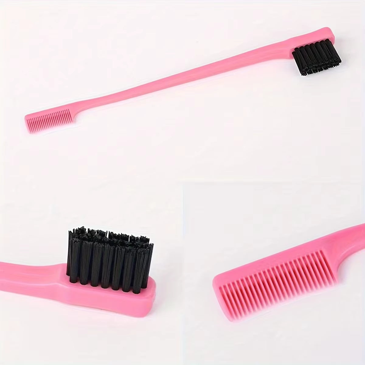 Hair Styling Kit for All Hair Types - 7Pcs Set with Detangler Brush Bristle & Double-Sided Edge Brushes Scalp Massager Salon