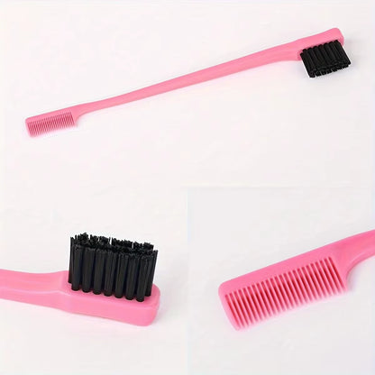 Hair Styling Kit for All Hair Types - 7Pcs Set with Detangler Brush Bristle & Double-Sided Edge Brushes Scalp Massager Salon
