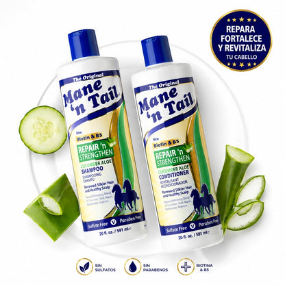 Duo reparador y fortalecedor de shampoo y acondicionador Mane 'n Tail